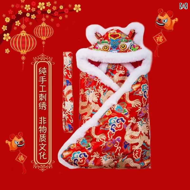 ・サイズ: 90x90cm・対象年齢: 新生児, 2ヶ月, 3ヶ月, 4ヶ月, 5ヶ月, 6ヶ月・素材: フリース・カラー展開: レッド龍紋, レッド鳳紋, レッド五福