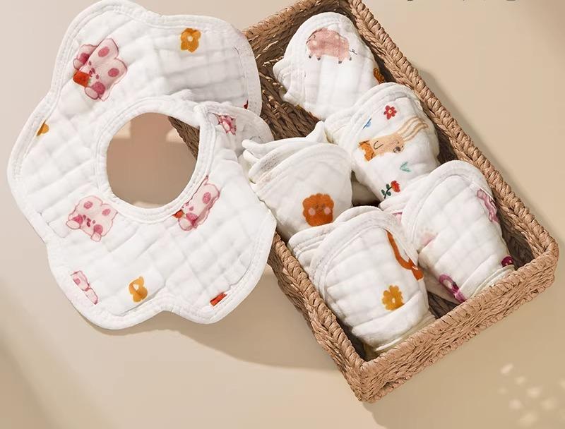 Bib - スタイ よだれかけ ベビー 男の子 新生児 低月齢 綿 ガーゼ 多層 防水 吐き戻し防止 離乳食エプロン 吸湿性 やわらか