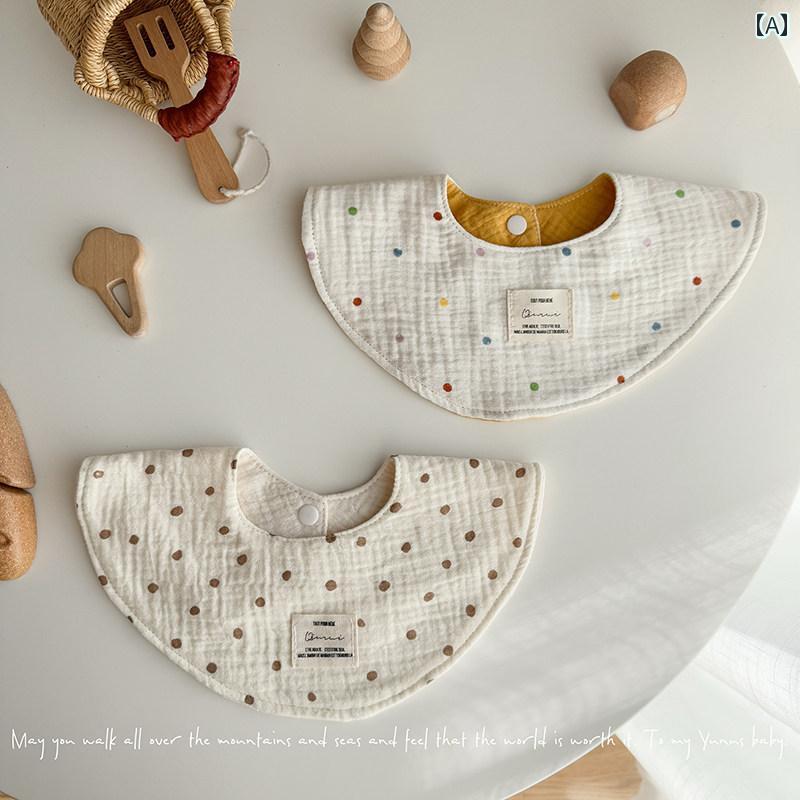 スタイ ベビー 新生児 男の子 女の子 韓国 両面 リバーシブル 綿 ガーゼ 薄手 春夏 吐き戻し防止 円弧..