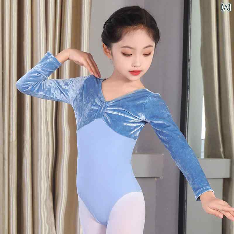 レオタード 男の子 女の子 キッズ 長袖 ベルベット 秋冬 バレエ ダンス 練習着 発表会 舞台衣装 体操服..