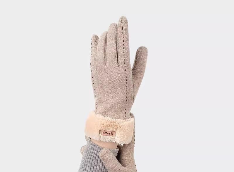 手袋 レディース 女性用 秋冬 サイクリング 裏起毛 厚手 防風 保温 防寒 タッチスクリーン対応 グローブ 柔らかい 快適 指あり 暖かい 普段使い アウトドア 旅行 カーキ ブラック グレー