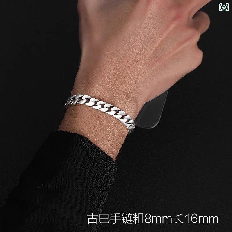 ブレスレット カップル ペア メンズ レディース ユニセックス シルバー シルバー925 キューバンチェー..