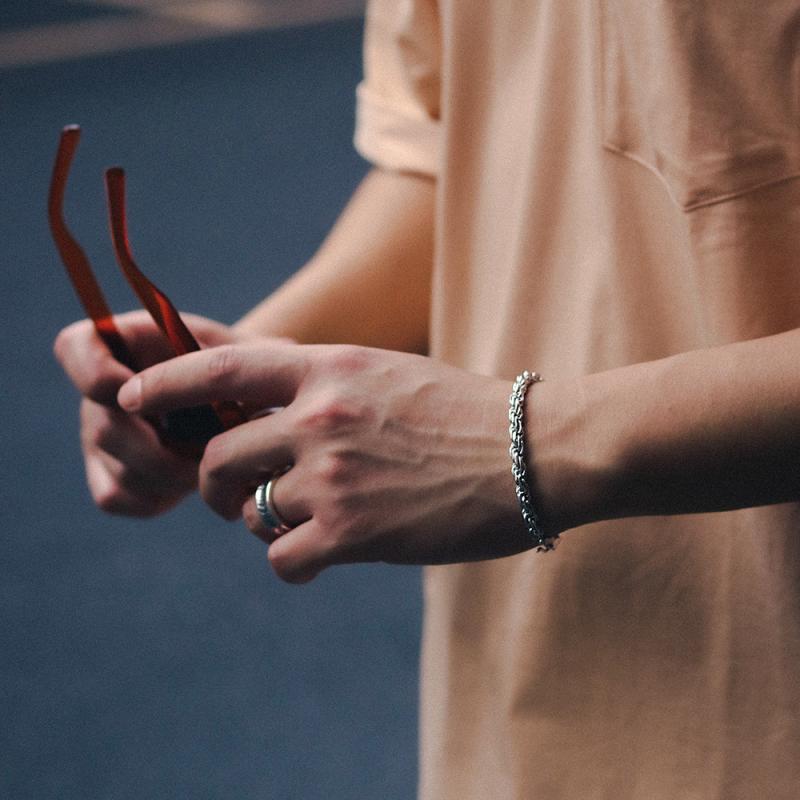 ブレスレット メンズ レディース シルバー925 ツイスト編み込み チェーン プラチナカラー シンプル ス..