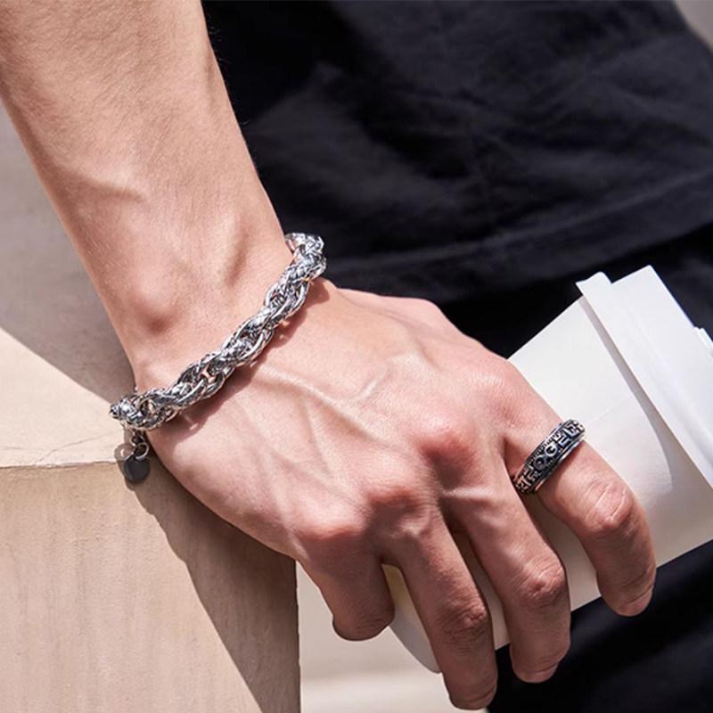 アクセサリー メンズ 男性用 シルバー シルバー925 龍骨 ドラゴンボーン ヒップホップ ストリート トレンド 欧米 ワイルド クール 存在感 重厚感 ブレスレット 腕輪
