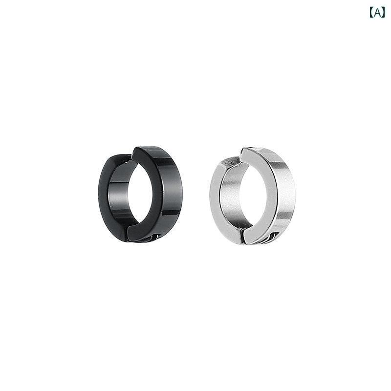 ピアス イヤリング メンズ レディース イヤーカフ 耳クリップ 穴なし ノンホール 耳飾り チタン鋼 シンプル カジュアル 黒 銀