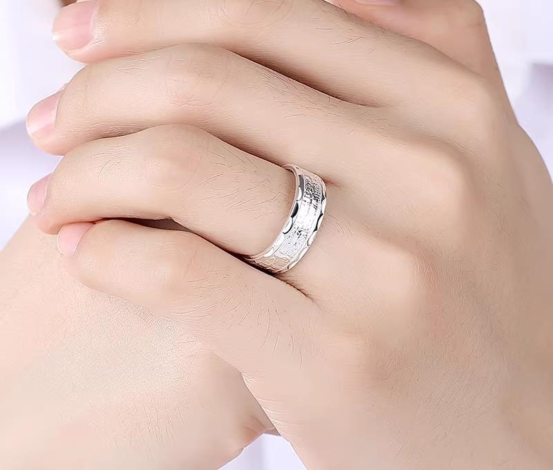 指輪 男性用 999シルバー シルバー 百福文字 縁起物 個性的 モダン ファッションリング オープンリング..