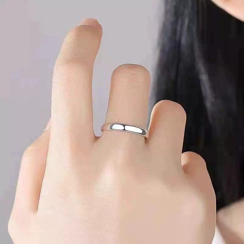 指輪 メンズ レディース シルバー925 シルバー サイズ調整可能 オープンリング フリーサイズ 光沢 ペア..