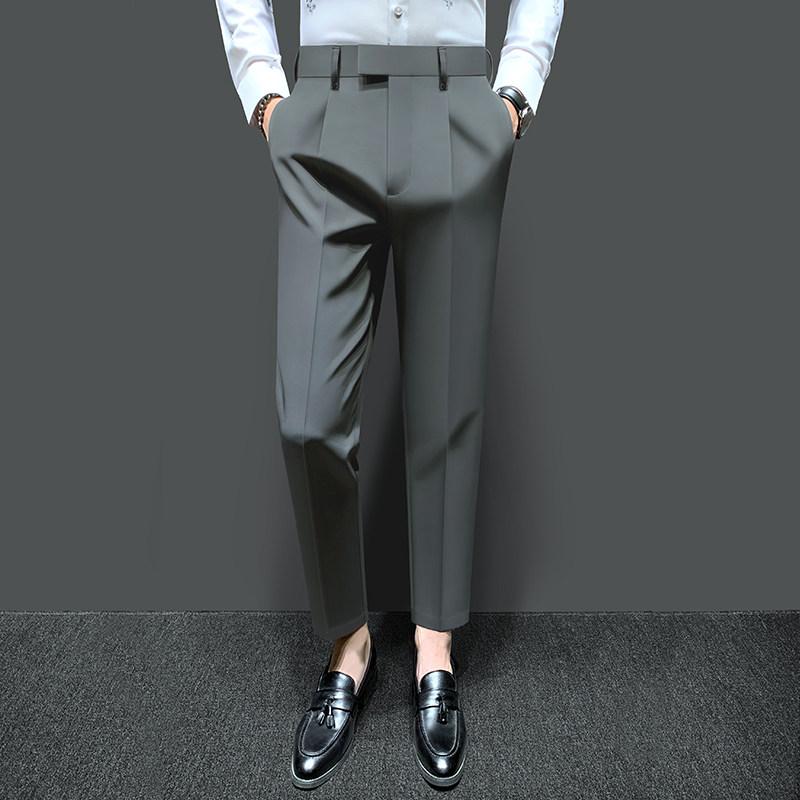 パンツ メンズ 男性用 チノパン カジュアルスラックス スリム テーパード 九分丈 クロップドパンツ ビジネス オフィス カジュアル ファッション 着回し ノーアイロン ドレープ感 ストレッチ 防シワ ポリエステル 春 黒 灰 カーキ(4.0)