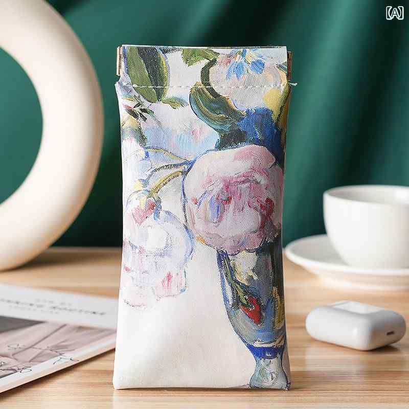 眼鏡ケース メンズ レディース サングラス めがね収納ポーチ プリント 花柄 自動開閉 スプリング式 携帯用 ポータブル 耐衝撃 メガネポーチ 眼鏡入れ小物入れ カジュアル おしゃれ