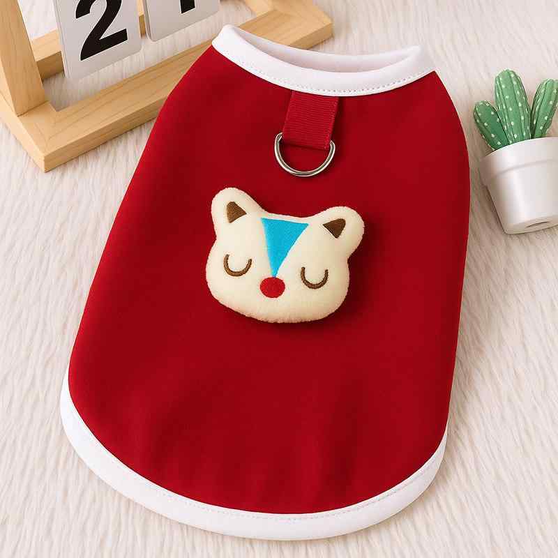 ペットウェア 犬 猫 子犬 中小型犬用 秋冬 デロンコットン ベスト タンクトップ あったか 保温 散歩 普段使い 通気性 かわいい レッド ブラック ピンク