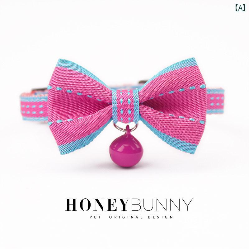 猫用首輪 カラフル セーフティバックル 窒息防止機能付き リボン ボウタイ 鈴 ベル かわいい おしゃれ ..