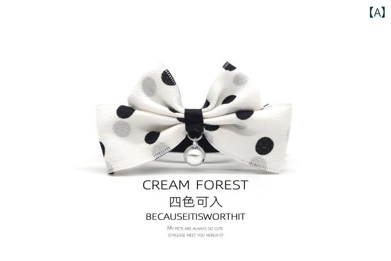 首輪 猫 犬 小型犬用 男の子 女の子 カラー 蝶ネクタイ リボン 水玉 ドット 迷子札 ネームプレート かわいい おしゃれ バックル セーフティバックル 窒息防止 白 赤 黒