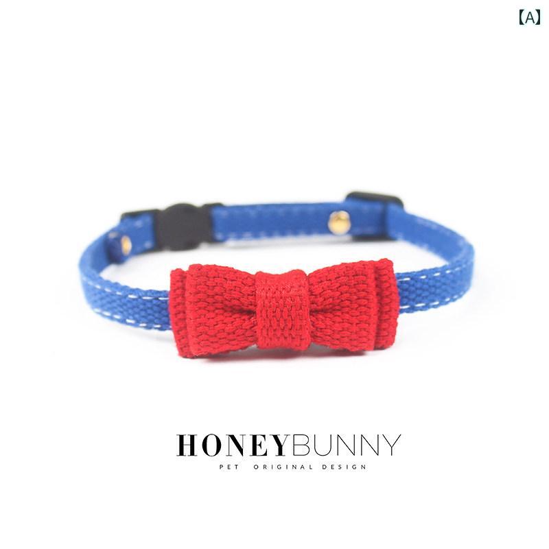 猫 セーフティバックル 首輪 窒息防止 ロック機能 ミニ蝶ネクタイ 鈴付き バイカラー 配色 かわいい おしゃれ 調整可能 猫用アクセサリー