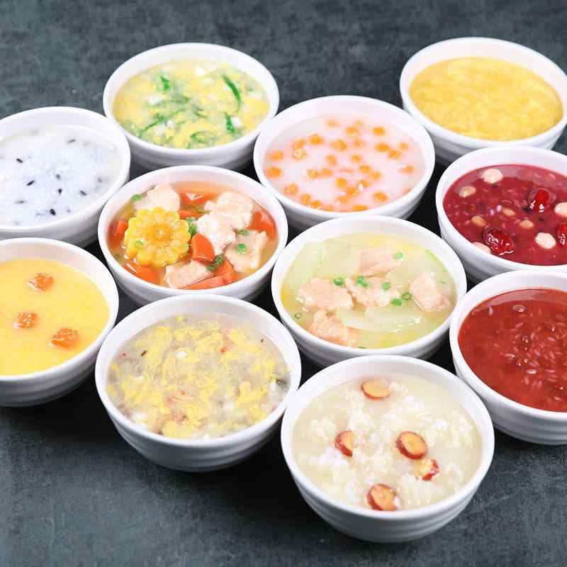 食品模型 リアル 精巧 樹脂製 フェイクフード 食品サンプル 八宝粥 粥 排骨湯 スープ 展示用 飲食店 店..