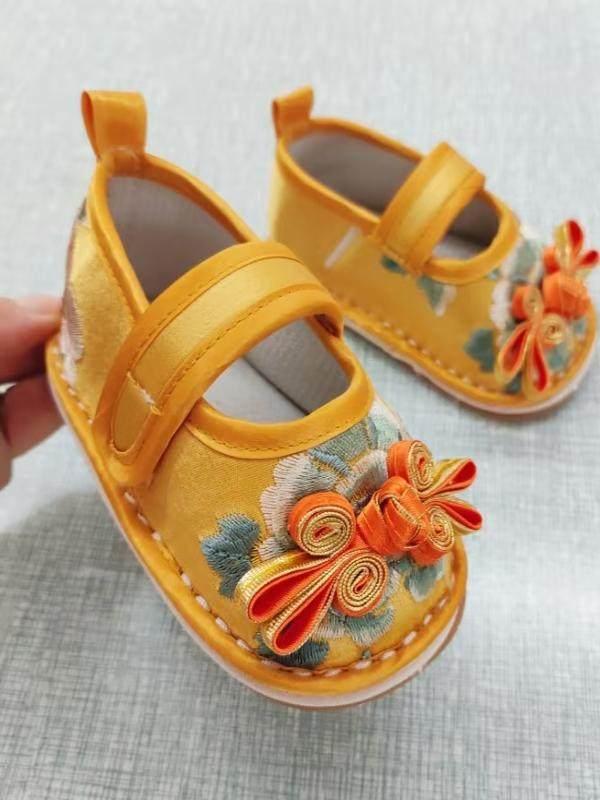 ベビーシューズ 男の子 女の子 ファーストシューズ 学歩靴 1歳誕生日祝い 中国風 チャイナドレス 手作..