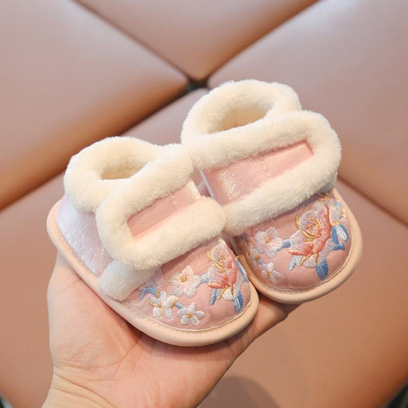 シューズ 女の子 ベビー キッズ 漢服風 手作り 綿布製 ファーストステップシューズ 1歳 誕生日 お正月 ..