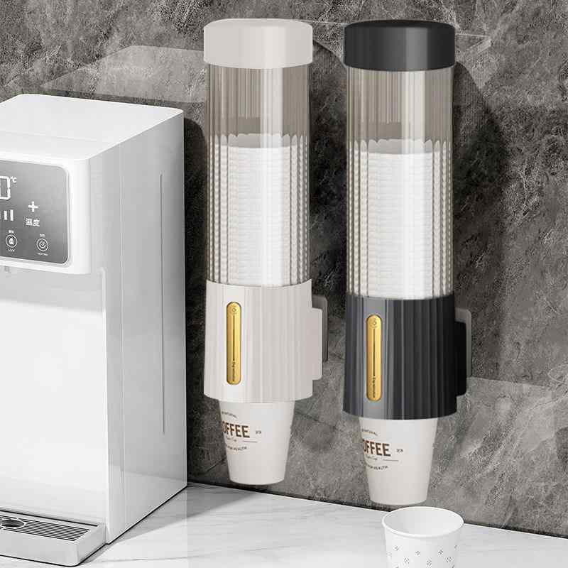 カップディスペンサー 壁掛け式 ウォーターサーバー用 紙コップ収納 ホルダー プラスチック製 おしゃれ 大容量 コンパクト オフィス 家庭用 衛生的 簡単設置