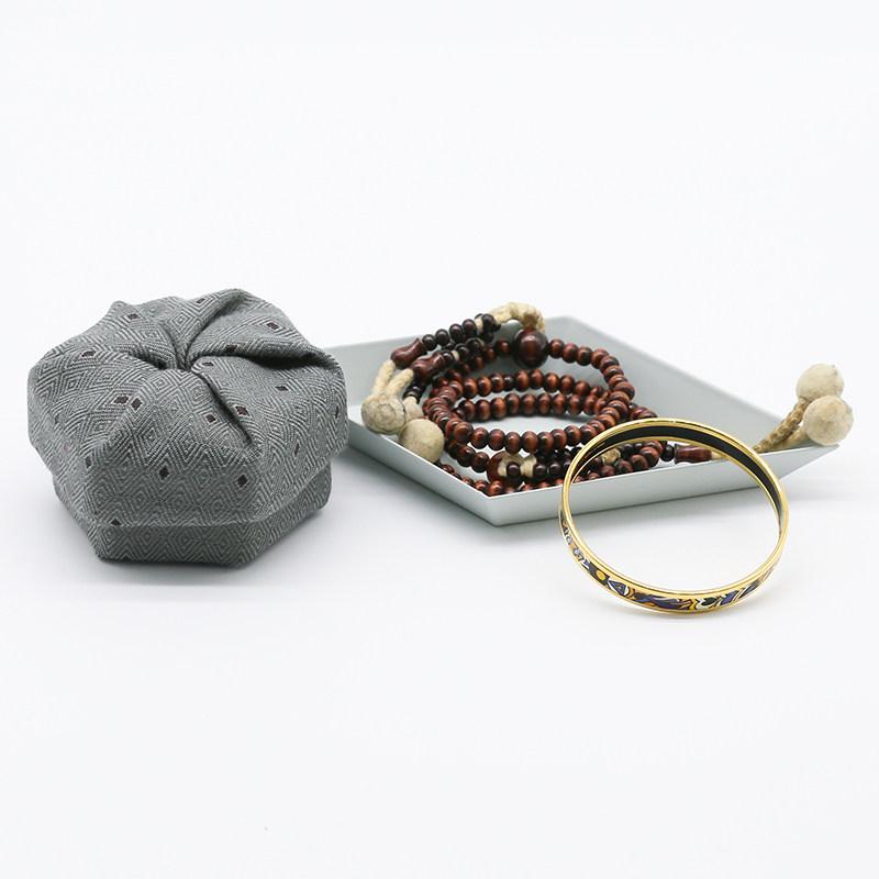 ポーチ 綿麻 和風 手作り 多機能 ティーカップ収納 小物入れ ジュエリーボックス 宝石箱 収納ケース 開..