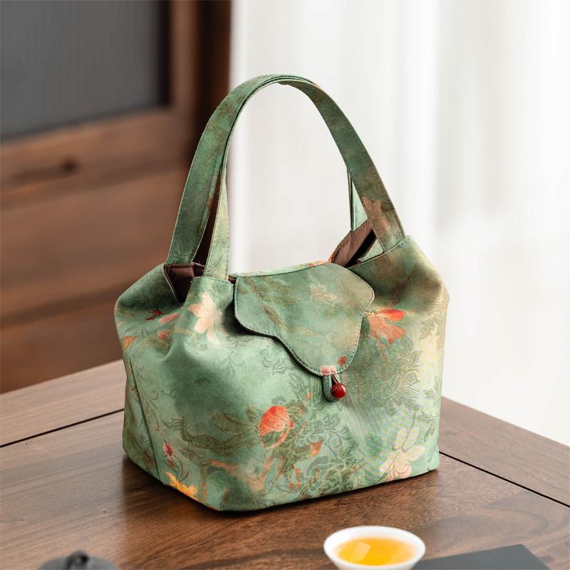 茶器 収納バッグ アウトドア 旅行 中国風 功夫茶器 クイックカップ 急須 茶碗 茶道具 鞄 オーガナイザ..