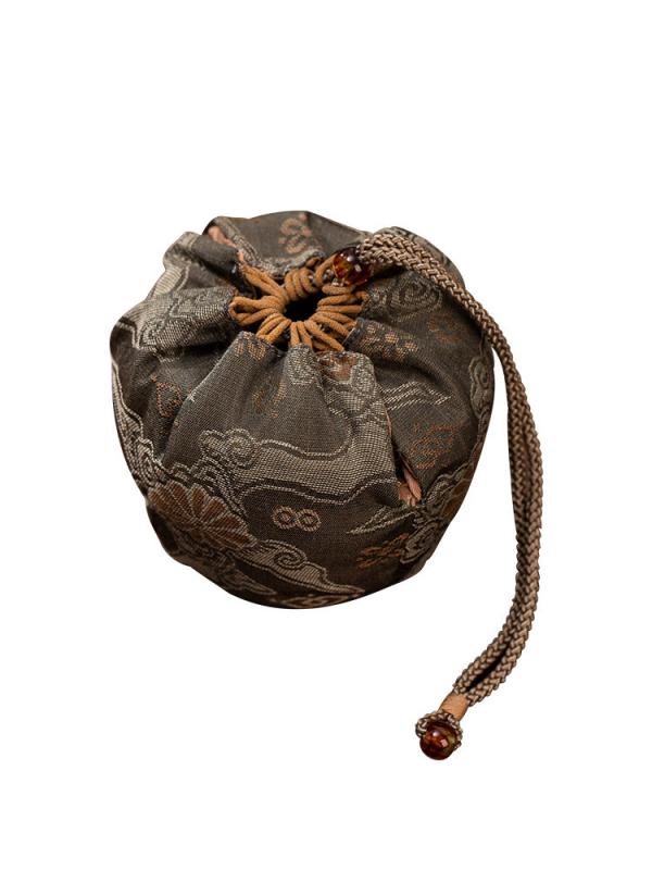 茶器用ポーチ マイカップ 携帯用 織錦ジャガード 布製 厚手 吸水性 なめらか オリエンタル レトロ お茶..