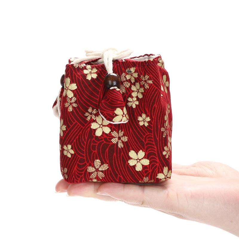 茶器 収納袋 マイカップ用 綿麻 携帯用 ポータブル 保護ケース 旅行 アウトドア 和風 レトロ 軽量 お茶..