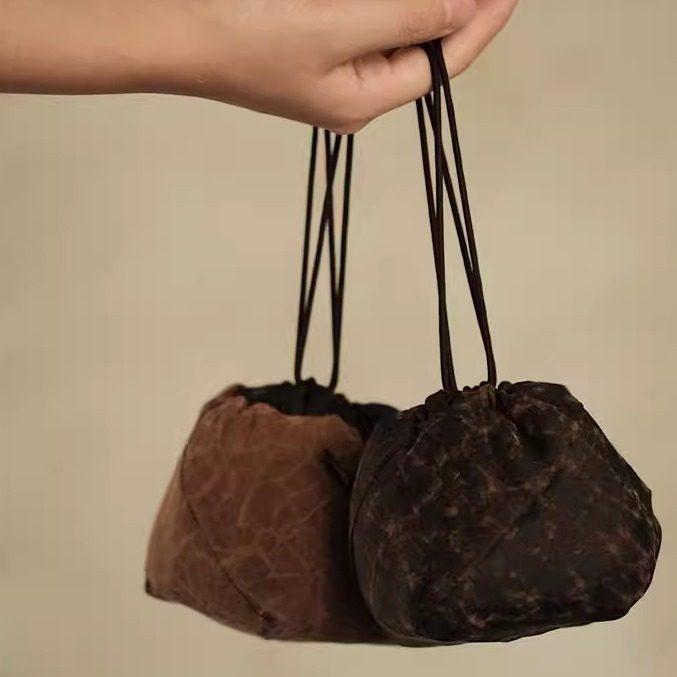 茶器収納バッグ 香雲紗 トラベルケース 伝統染織 手作り リバーシブル ツートンカラー 禅スタイル 和モ..