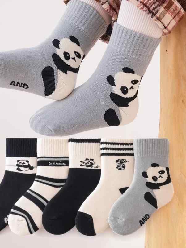 ソックス キッズ 男の子 女の子 パンダ柄 裏起毛 厚手 あったか 綿 コーマ綿 パイルソックス 秋冬 カジュアル 普段使い ルームソックス