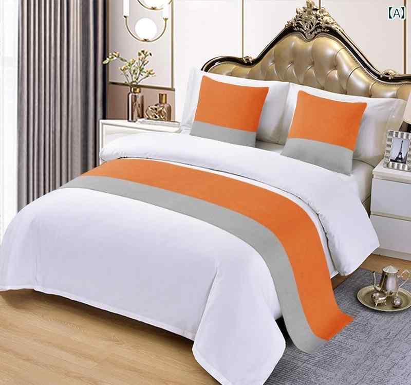 ベッドスロー ホテル 民宿 旅館 ベッドランナー 切り替え バイカラー インテリア 装飾 アクセント ポリ..