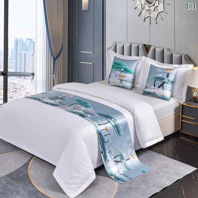 ベッドスロー ホテル 民泊 家庭用 結婚式 美容院 クッションカバー チャイナ風 エレガント 植物柄 花柄..