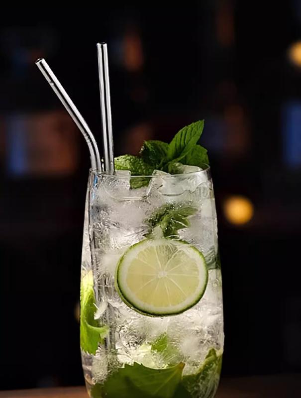 ストロー ステンレス製 カーブ ロング カクテル モヒート ドリンク バーテンダー バー用品 エコ マイス..