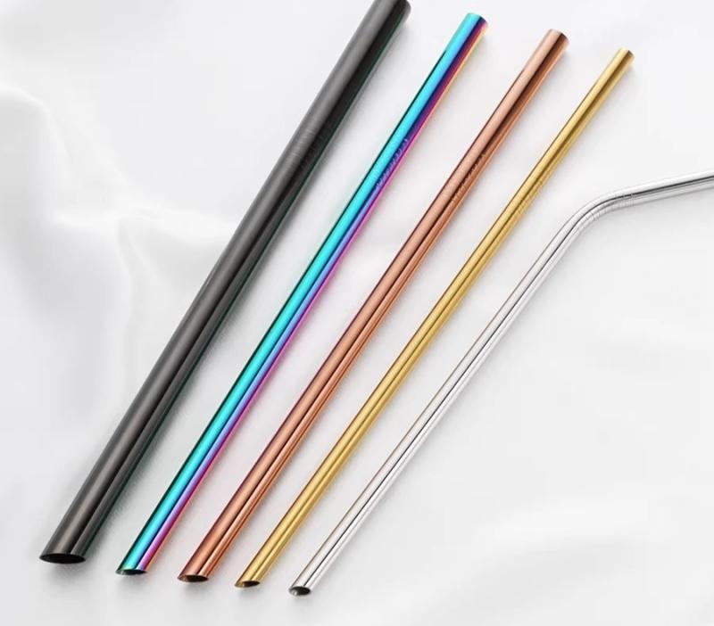 ストロー ステンレス製 金属製 斜めカット 先細 エコ 再利用可能 ドリンク用 コーヒー ミルクティー 洗..