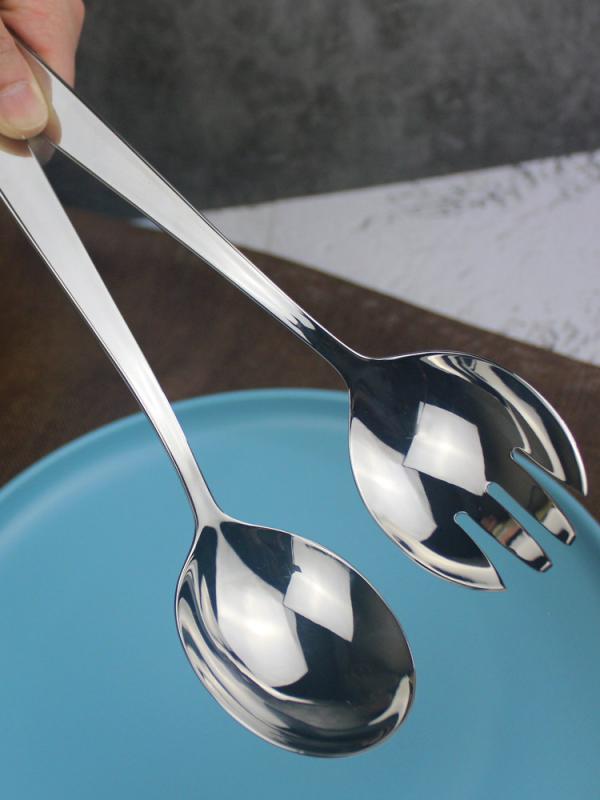 カトラリー ステンレス スプーン フォーク 取り分け用 サラダサーバー一体型 衛生 食卓用 普段使い シ..