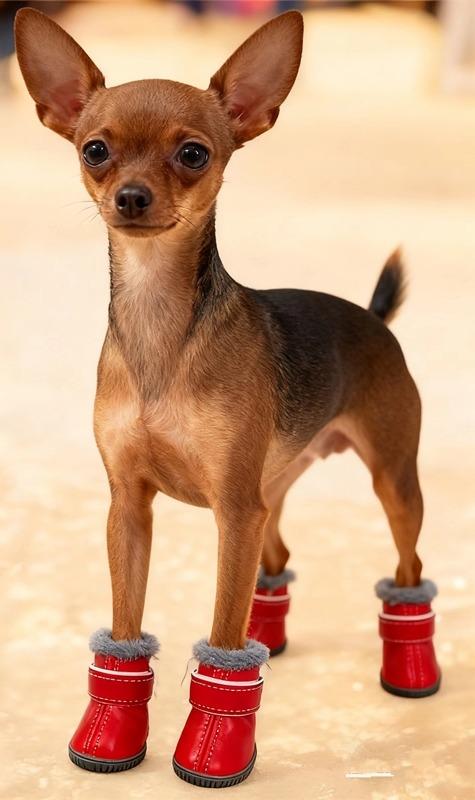 ドッグブーツ 中小型犬用 ペット用 冬 あったか 保温 防寒対策 雪道 防水 脱げにくい 滑り止め レザー ..