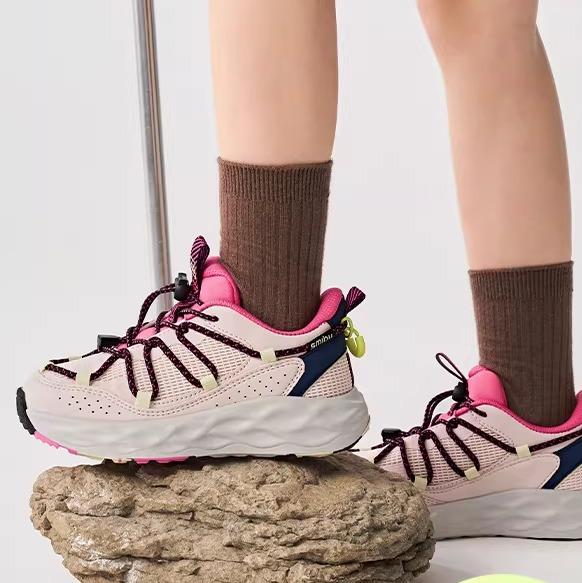 Sneakers - スニーカー キッズ 男の子 女の子 子供用 春夏 衝撃吸収 クッション性 布帛 合成皮革 EVA ラバー ランニング 登山 アウトドア 普段使い ピンク系 グレー イエロー