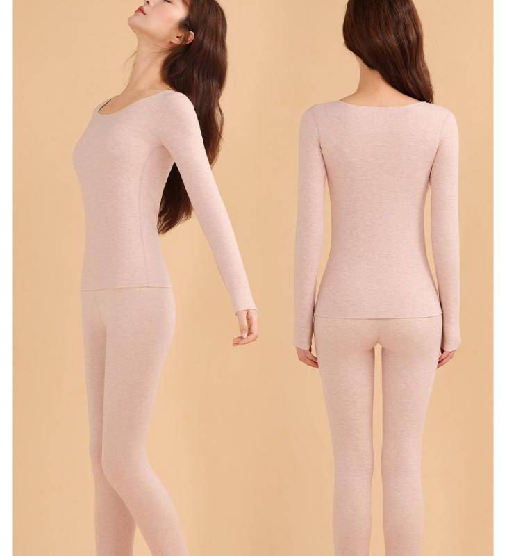 インナー レディース 女性用 ウール 混 発熱 保温 あったか 肌着 上下セット 長袖 長ズボン シームレス..