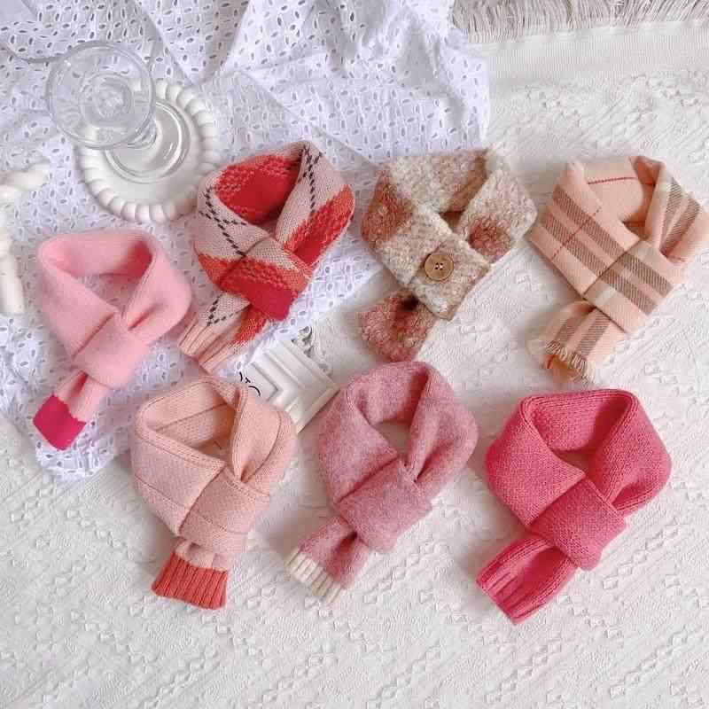 ペット用マフラー 犬 猫用 ニットネックウォーマー ピンク系 配色 ヒョウ柄 格子柄 ケーブル編み ストライプ 秋冬 防寒 保温 毛糸 調節可能