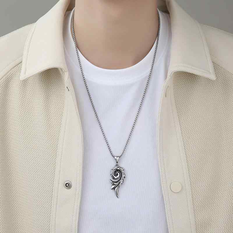 ネックレス メンズ 男性用 個性的 おしゃれ レトロ ヴィンテージ風 エイジング加工 鳳凰 炎 ペンダント..