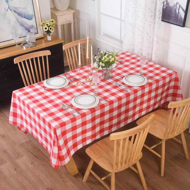 テーブルクロス 長方形 ポリエステル ギンガムチェック 赤 撥水 汚れガード ホコリ除け 滑り止め モダ..
