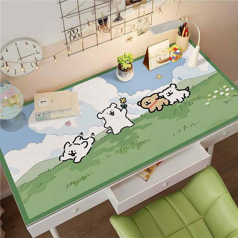 デスクマット メンズ レディース いぬ アニマル キャラクター かわいい 学習机 勉強机 事務机 マウスパッド テーブルクロス テーブルマット 防水 防汚 耐熱 耐久性 滑り止め 傷防止 汚れ防止 PUレザー 大型 在宅勤務
