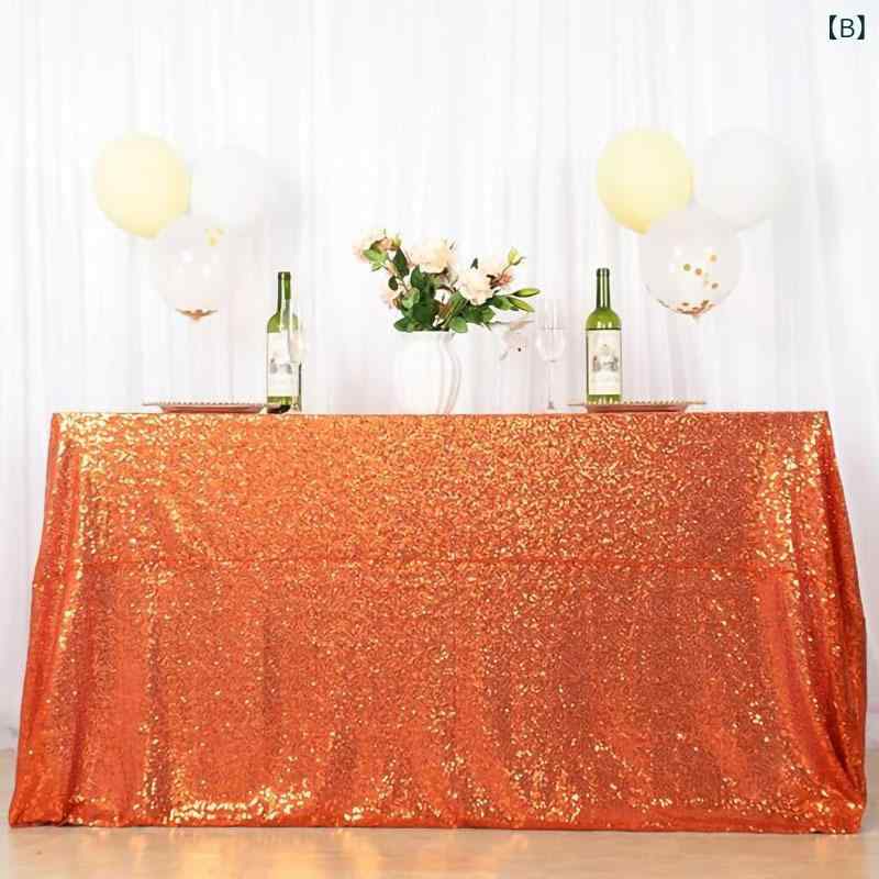 テーブルクロス スパンコール キラキラ ラメ ポリエステル 長方形 高級感 光沢 デスクマット 装飾 飾り 敷物 アメリカンスタイル ゴージャス エレガント モダン 結婚式 パーティー 宴会 ゴールド ローズゴールド シルバー