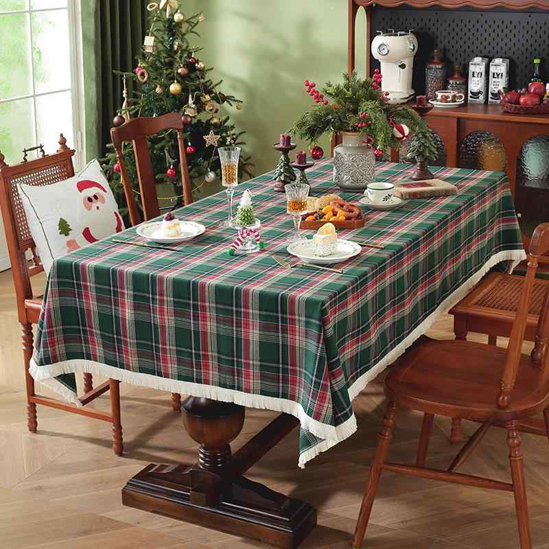 テーブルクロス メンズ レディース 長方形 チェック柄 ギンガム クリスマス パーティー リネン風 綿麻..