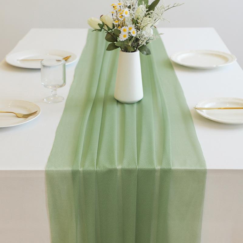 テーブルランナー シフォン ボイル チュール シアー 無地 北欧風 結婚式 パーティー 屋外 エレガント ..