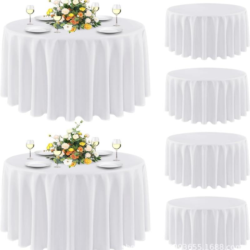 テーブルクロス 円形 丸型 ポリエステル 撥水 防汚 しわ防止 無地 シンプル モダン 北欧風 白 黒 食卓..