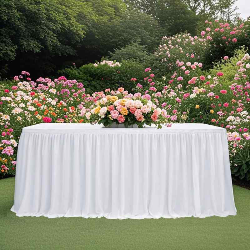 テーブルスカート ホワイト 結婚式 パーティー 誕生日 飾り付け 装飾 ポリエステル 長方形 モダン シン..