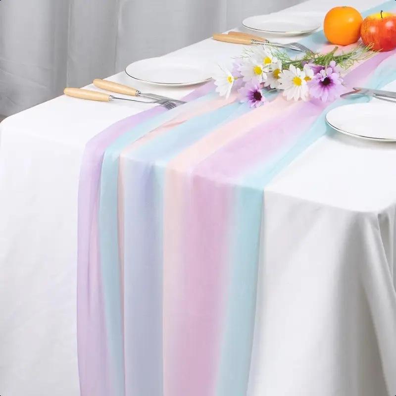 テーブルランナー 結婚式 パーティー 誕生日 センタークロス 背景布 シフォン ポリエステル 北欧風 グ..