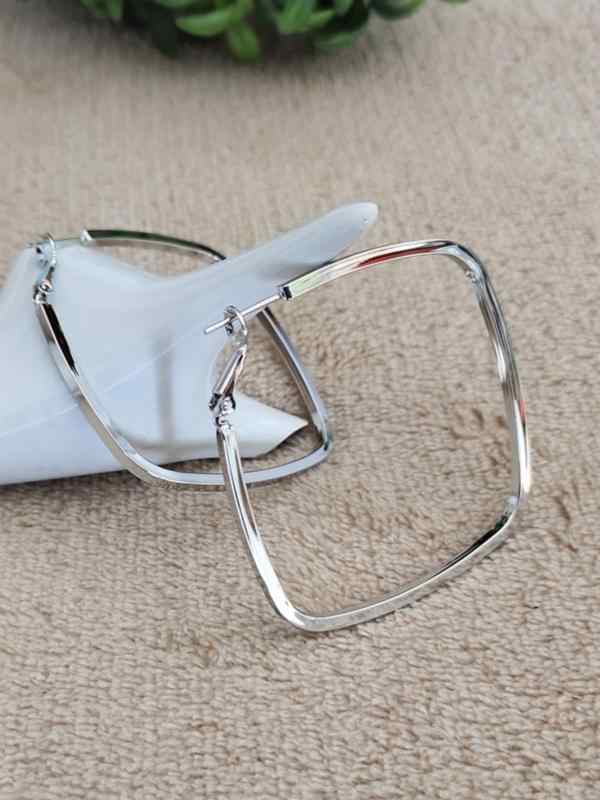 ピアス フープ レディース 両耳 スクエア 大ぶり ジオメトリック 925シルバーポスト 混合素材 エレガン..