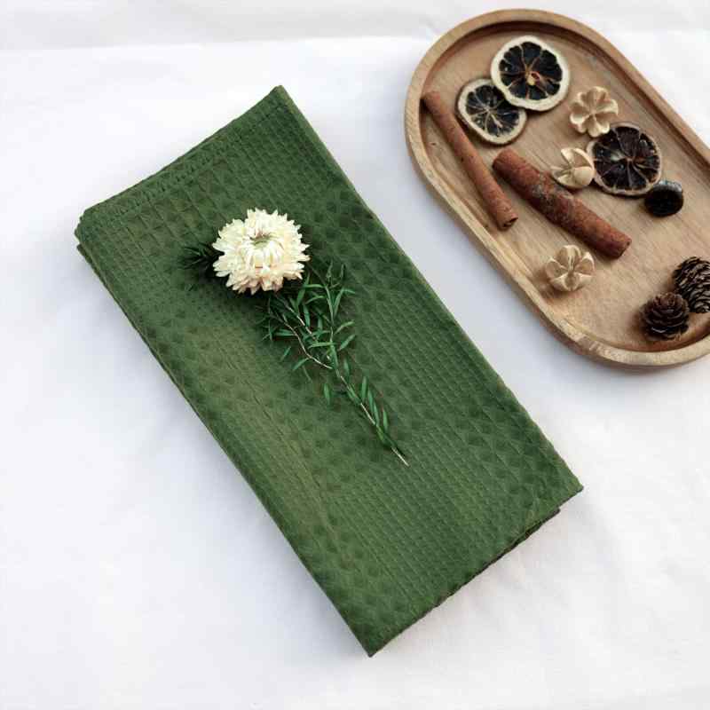 ナプキン 綿100 コットン ワッフル織り 生地 正方形 ダークグリーン オレンジ ホワイト キッチンクロス 布巾 グラス拭き 装飾用 おしゃれ 高級感 ダイニング レストラン クリスマス 吸水性 速乾性 柔らかい 丈夫 モダン