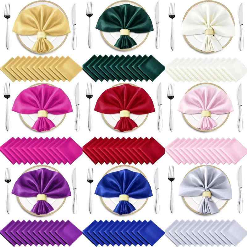 ナプキン 布製 テーブル用 サテン ポリエステル 高密度 縁かがり 無地 四角形 スクエア 結婚式 ホテル レストラン 白 シャンパン ネイビー 北欧風 モダン おしゃれ 高級感 卓上装飾 トーション ランチョンマット