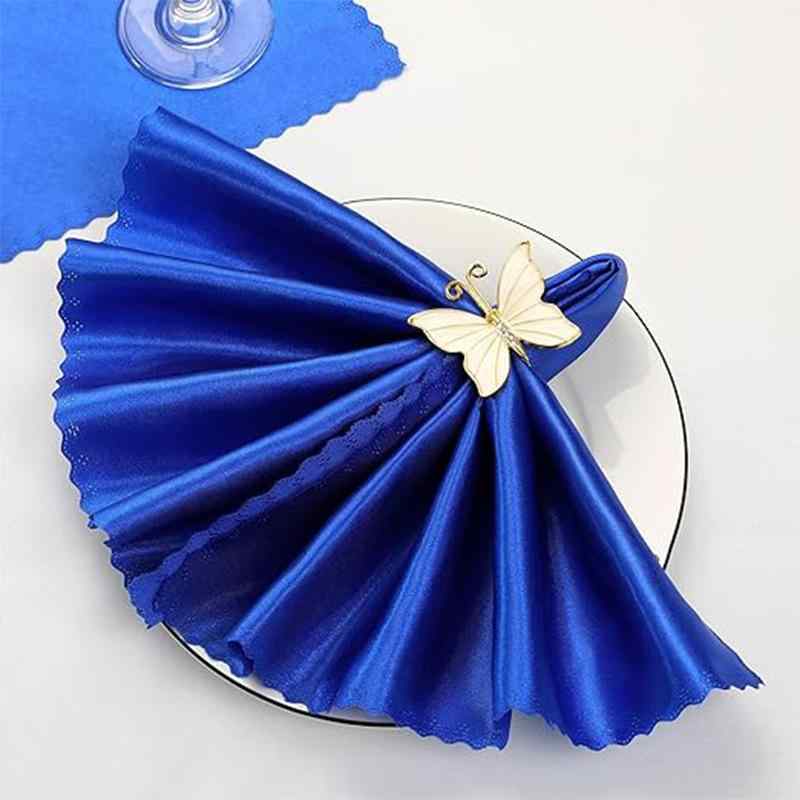 テーブルナプキン サテン 布 スクエア 正方形 ホテル レストラン 結婚式 高級感 光沢 ポリエステル 耐久性 吸水 速乾 汚れにくい 拭き取り おしぼり ホワイト ネイビー シャンパン 北欧風 インテリア ダイニング