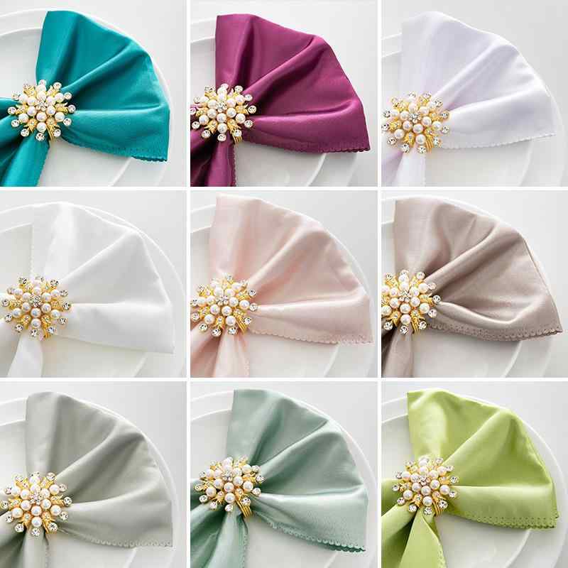 ナプキン ホテル レストラン 飲食店 無地 厚手 50cm 正方形 高級感 ポリエステル 布 装飾 卓上 演出 モダン シンプル プレースマット 撥水 耐久性 柔らかい 速乾 丸洗い しわ防止 パープル シャンパン ホワイト